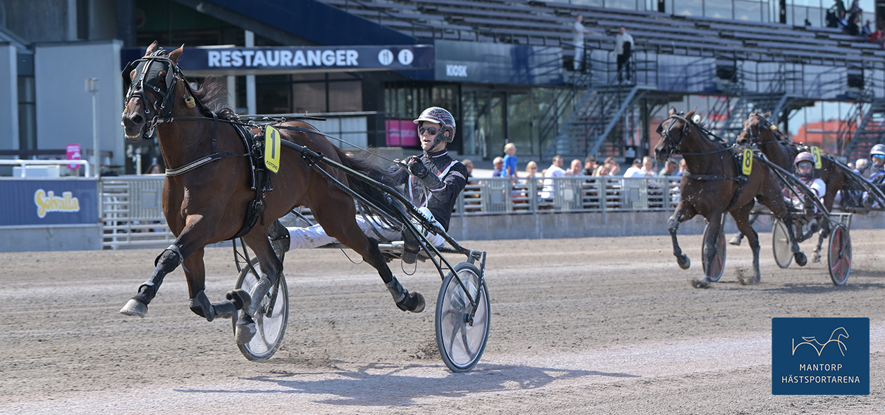 Det var "gott om luft" ned till förföljarna när Cardin segrade på Solvalla med Alex Persson. Foto: Lars Jakobsson / TR Bild. Andra årssegern för Cardin